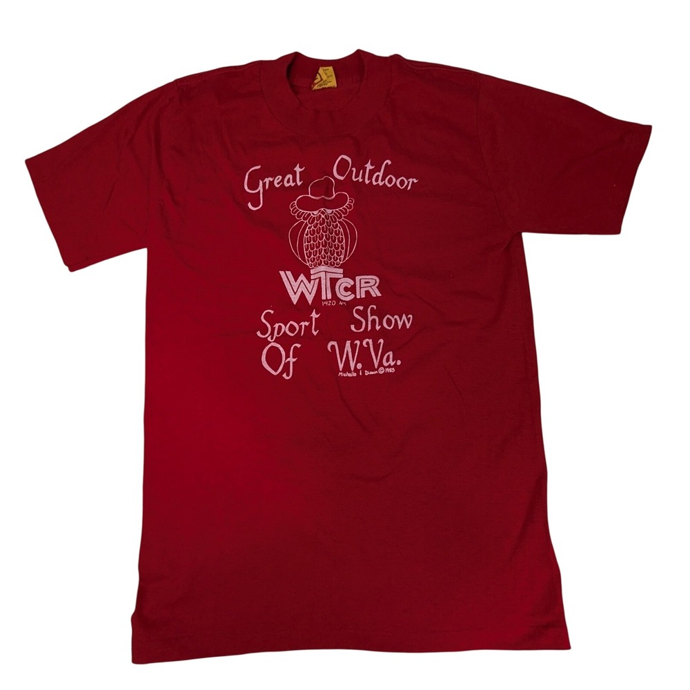 Vintage T-Shirt M Red WV Radio WTCR 1420 AM Single Stitch Made USA A2